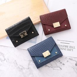 Wallets Fashion Women&#39;s Crocodile Pattern Mini Coin Purse Lady Small Wallet Female PU Leather Three-Fold Hasp Card Holder