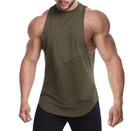 Men's Tank Tops Bodybuilding Fitness Singlets Muscle Vest For Men Tee Basketball Jersey Solid Gym Stringer Loose
