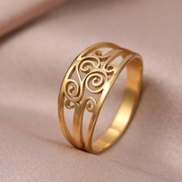 Band Rings Stainless Steel Ring Irregular Spiral Design Elegant Fashion Couple Rings For Women Jewelry Wedding Girls Accessories Gifts AA230417