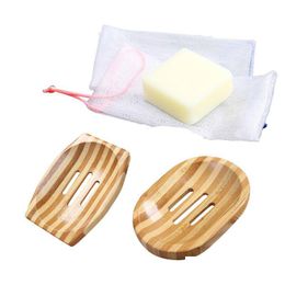 Soap Dishes Natural Bamboo Handmade Simple Bathroom Non Slip Tray Storage Box Household Products Drop Delivery Home Garden Ba Dhgarden Dhwwc