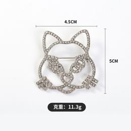 Double Letter Brooch C Name Brand Luxury Designer diamond-encrusted cat Face Brooch Brooch Men's and women's Pins Fashion style suit pin Jewellery Accessories