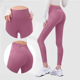 Active Pants Fitness Yoga Sporty Leggings Women Sport Push Up Tights High Waist Cross Gym Clothing Workout Legging Raises Butt