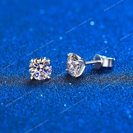 Real 0.4-4 Carat Moissanite Stud Earrings for Women Men Solid 925 Sterling Silver Solitaire Round Diamond Earrings Fine Jewellery EarringsStud Earrings