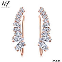 Stud Luxury Shining Angle Wing Ear Cuff Earrings For Women Cubic Zirconia Rose White Gold Color Fashion Jewelry E791 E792 Dr Dhgarden Otmzb