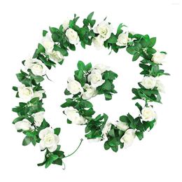 Decorative Flowers Artificial Rose Garland 2 Pack 15 FT Pink Fake Vine Hanging Plants Faux Flower For Wedding Home White