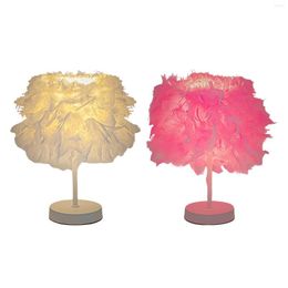 Romantic Feather Shade Table Lamp Fixture Night Lights Decorative Lantern Desk