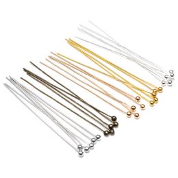 200pcs/lot 16 20 25 30 40 45 50mm Silver Color Metal Ball Head Pins For Diy Jewelry Making Head pins Findings Dia 0.5mm Supplies Jewelry MakingJewelry Findings