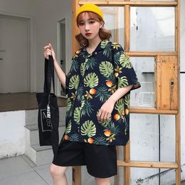 Women's Blouses 2023 Summer Beach Style Short Sleeve Shirt Men And Women Blouse Student Vintage Casual Top Unisex Harajuku Streetwear