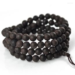 Strand Black Sand Incense Bracelets 108 Buddha Beads Rosary Bracelet Water Sinks No Wax Thick Original Wood Hand String Jewellery