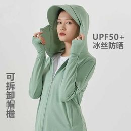 Sunscreen clothing Summer Sunscreen Clothes Women Outdoor Riding Fishing Sports Sun UV Protection Clothing Ice Silk Breathable Hooded Shirt Jackets P230418