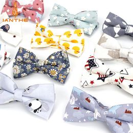 Neck Ties Men s Adjustable Formal 100 Cotton Vintage Animal Print Bow Tie Butterfly Bowtie Tuxedo Bows Groom Prom Party Accessories Gift 230418