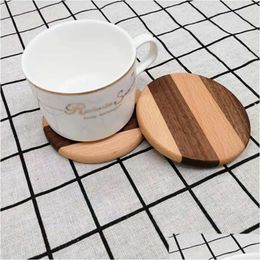 Mats Pads Wooden Coaster Placemats Walnut Wood Nonslip Cup Mat Insated Teacup Pad Heat Resistant Home Tea Coffee Lx3439 Drop Deliv Dhasw