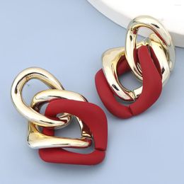 Dangle Earrings Fashion Vintage Exaggerated Red Blue Link Hoop Shaped Drop For Women Girls Big Black Pendant Earring Bohemian Jewelry