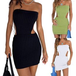 Casual Dresses Women's Crochet Perspective Smock Dress Hollowed Out Sleeveless Tight Fitting Strapless Bra Mini Club