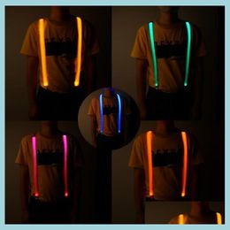 Other Event Party Supplies Led Light Up Suspenders Adjustable Glowing Y Shape Straps With Stong Night Club Props For Adts Kids Dro Dhqh8