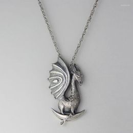 Pendant Necklaces Dragon In Boat Necklace Punk Winged Silver Color Women Neck Jewelry Statement Wholesale