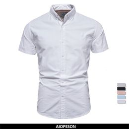 Men's Casual Shirts AIOPESON 100% Cotton Oxford Shirts for Men Solid Color Turn-down Collar Men's Shirts Summer Social Shirts Mens Clothing 230418