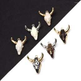 Pendant Necklaces Resin Bull Head Small 27x31mm Vintage Charm Fashion Jewelry Making DIY Necklace Earrings Boutique Men's Accessories