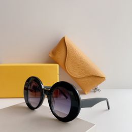 Oversize Round Sunglasses Shiny Black Grey Gradient Women Designer Sun Glasses Sonnenbrille Shades UV400 Eyewear with Box
