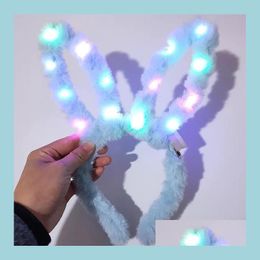 Other Festive Party Supplies Led Flashing Plush Rabbit Ears Headband Women Girls Bunny Light Up Hairband Headwear Glowing Hoop Wed Dhwfz