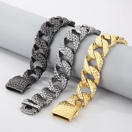 Solid Large Stainless Steel Patterned Cuban Curb Link Chain Bracelet for Mens Cool XMAS Gifts 24mm 8.66inch 157g HeavyWeight
