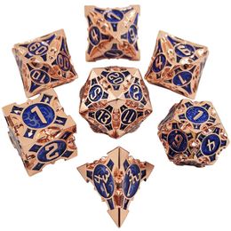 7Pcs/set Metal Polyhedral Dice Set Cool Metal Dices Table Games Accessory For D&d DND D6 D8 D10 D12 D20