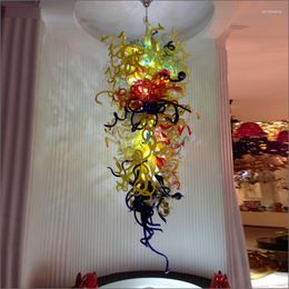 Chandeliers Wedding Centerpieces Multi Colored Ceiling Light Hand Blown Glass Chain Chandelier Led