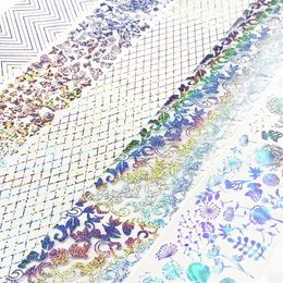 Stickers Decals 100m Holographic Nail Foils Floral Transfer Paper Laser Sticker Dandelion Manicure Set Butterfly Wraps DIY Nail Decorations 231117