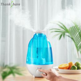 Decorative Objects Figurines 4000ML Ultrasonic Air Humidifier Double Sprayers Big Mist Volume Fog Maker Essential Oil Diffuser For Home Office Baby Room 231118