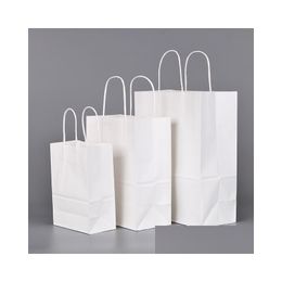 Gift Wrap Elegant White Paper Bag Small Size Kraft Party Favour Bags With Handle Excellent Quality Drop Delivery Home Garden Dh5Tp