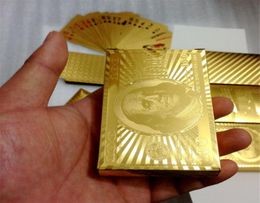 Poker card Gold Foil Dollar Playing Cards Waterproof Gold Plated Euro Poker Table Games For Gift Collection 8257263