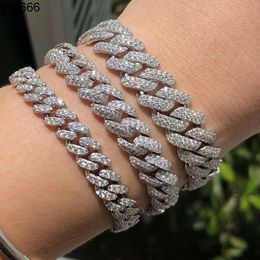 white gold vvs S925 miami 8mm moissanite diamond iced out mens womens cuban link bracelet price in China