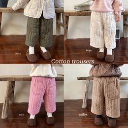 Trousers Boys Girls Cotton Haren Pants Padded Spring Autumn Elastic Waist Kids Baby Toddler Clothing 231117