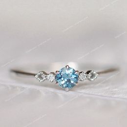 Fashion Women's Ring Finger Jewelry Natural Aquamarine Ring Europe and America Topaz Ring 5/6/7/8/9/10/11 Size Fashion JewelryRings Jewelry Accessories