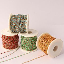 Chains 1Meters Stainless Steel Beaded Chain Cable Enamel Bead Ball Bohe Colourful Link Beads For DIY Necklace Jewellery Gift Making