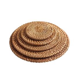 50pcs/lot Placemat Pad Coasters Kitchen Table Mats rattan coaster Bowl Mats Padding Mat Insulation Pad Round Placemats Hand-made