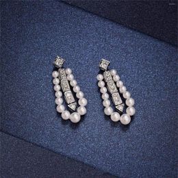 Dangle Earrings Fashion Creative Pearl Teardrop Earring European Elegant Geometry Luxury Fine Jewellery