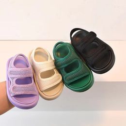 Sandals Summer Children Sandals Baby Cute Candy Colour Barefoot Shoes Boys Adjustable Sports Sandals Girls Fashion Beach Sandals 230417