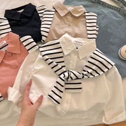 Kids Shirts Spring Autumn Children Blouse Shirts Long Sleeve Turndown Collar Blouse Shirt Boys Girls Clothes 230417