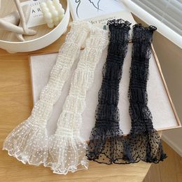 Sleevelet Arm Sleeves Summer Long Cute Dot Lace Mesh Fingerless Gloves Sun Protection Sleeve Sunscreen Thin Cycling Black Sexy Accessories 230418
