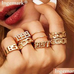 Band Rings Ingemark Luxury Crystal Infinity Rings Set For Women Girls Twisted Ring Couple Gold Colour Engagement Wedding Jewe Dhgarden Otgph