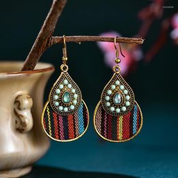 Dangle Earrings 2023 Ethnic Gypsy Weaving Water Drop For Women Jewellery Boho Bead Inlay Alloy