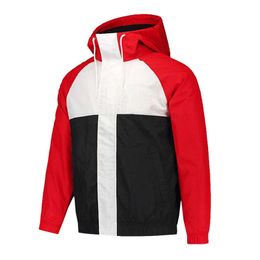 Men's Trench Coats Sports Jacket Men's Windbreaker Hooded Spring and Autumn Windbreaker Jacket Three Bar Top Trendy Man