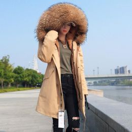 Women's Trench Coats 2023 Scorpion Wool Coat To Overcome The Long Section Plus Velvet Thick Warm Winter Jacket Female Large Fur Collar