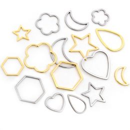 20pcs/lot 316 Stainless Steel Gold Plated Charms Moon Star Heart Small Pendant Charms DIY Jewelry Necklace Findings Accessories Jewelry MakingJewelry Findings