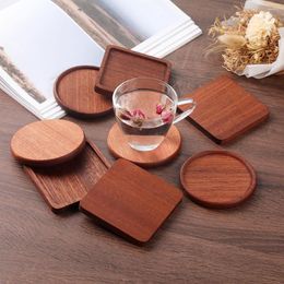 Table Mats Ebony Wood Nonslip Heat Insulation Pad Square Round Resistant Drink Mat Tea Coffee Cup Home Dinner Teapot Placemats