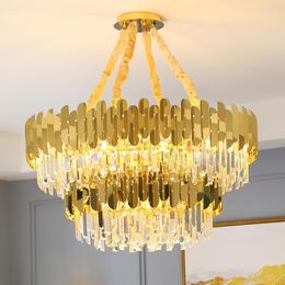 Chandeliers Modern Crystal Chandelier Large Lighting Luster For Foyer Bedroom Golden Stainless Steel Luxury Lamp Deco Manggic