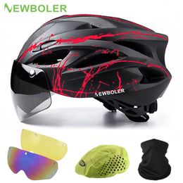 Cycling Helmets BOLER Bike Man Women Safety Outdoor Motorcycle Bicycle Removable Lens Visor Mountain Road 230418