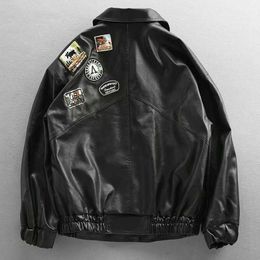 designer Men's Jackets Street Lovers Trend Loose Motorcycle Clothes Leather Men Ruffian Handsome Fried Street Pilots Leather Jacket Trend