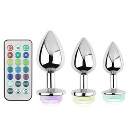 Wireless Remote Control Metal Luminous Anal Plug LED Anal Tail Sex Toy Adult Products for Women